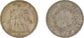 France 1872 A, 5 Francs, in Extra Fine conditionKM-820.1
