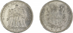 France 1873A, 5 Francs. Graded MS 64 by NGC. KM-820.1