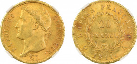 France 1811A, 20 Francs. Graded MS 63 by NGC. KM-695.1.1867 Oz net