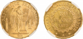 France 1877A, 20 Francs. Graded MS 65 by NGC. KM-825.1867 Oz net