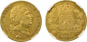 France 1816L, 40 Francs. Graded AU 53 by NGC. KM-713.4.3734 Oz net