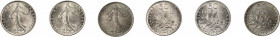 France 1898, 3 coin lot of 50 CentimesKM-854