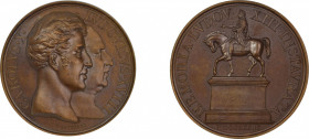 France 1829, bronze medal Charles X and Louis XIII, Gatteaux, 
Equestrian statue of Louis XIII.
Graded MS 64 Brown by NGC in oversize holder
50mm