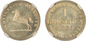 Germany, Hannover 1866 B, 1 Grosehen, . Graded Proof 67 by NGC. KM-236