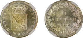 Germany, Nassau 1846, 6 Kroner, Doubled Die Reverse. Graded MS 65 by NGC. - the highest graded.Km 62