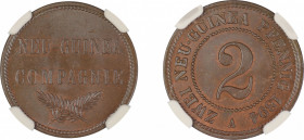 German New Guinea 1894A, 2 Pfennig. Graded MS 65 Brown by NGC - Only one coin graded higher.KM 2