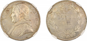 Italy, Papal States 1853R VII, Scudo. Graded MS 63 by NGC - Only one coin graded higher.KM 1336.2