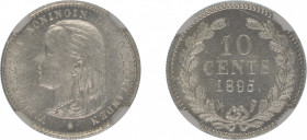 1895 (Ag) 10 Cents (KM 116) - Key date of the series
Graded MS 65 by NGC