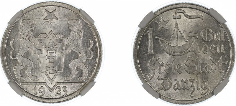 Poland, Danzig 1923, Gulden. Graded MS 63 by NGC. KM 145