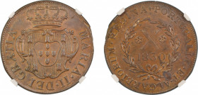 Portugal, Azores 1830, 10 Reis , Terceira Island. Graded MS 62 Brown by NGC. KM 6