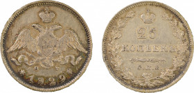Russia 1829 CNB Hr, 25 Kopeks, in AEF condition
C# 159
