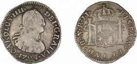 Colombia 1794, 1/2 Real, in Good Fine conditionKM-57
