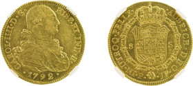 Colombia 1792P JF (Au), 8 Escudos, Charles IV, graded AU 58+ by NGC
KM-62.2
0.7614 oz net