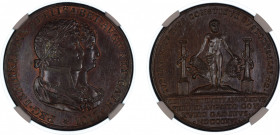 Spain 1816, , Royal Wedding (34Mm) Bronze. Graded MS 64 Standard Brown by NGC.