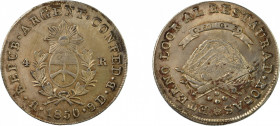 Argentina 1850, 4 Reales, in Extremely fine conditon although with very light scratches
KM-20