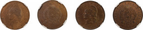 Argentina 1891 and 1893, 2 Centavos, 2 coin lot. Graded MS 63 Brown by NGC. KM-33