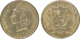Dominican Republic Ag 1/2 Peso. 1952. , Low Mintage year, scarce. 
Almost Extremely Fine.
KM 21