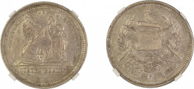 Guatemala 1873 P, 4 Reales. Graded AU 53 by NGC. KM 150