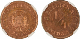 Guatemala (UNDATED), Token, Sacatepequez O.Bleuler & Co.. Graded MS 64 Red by NGC. - the highest graded.R-Spq-3