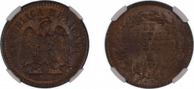 Mexico 1875MO, 1 Centavos. Graded MS 62 Brown by NGC - Only one coin graded higher.Km 391.6
