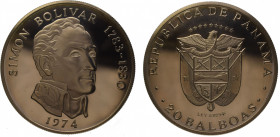 Panama 1974, 20 Balboas proof coin in presentation box
KM-31 
3.829 ounces net silver