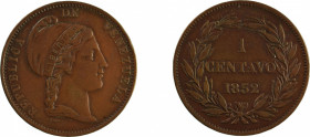 Venezuela 1852 (I), 1 Centavo in VF+ condition
Y#6