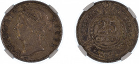 British Honduras 1897, 25 Cents. Graded AU 53 by NGC. KM 9