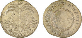 Haiti An 10 (1813), 25 Centimes, in EF-AU condition
Some discolouration
KM-12.1