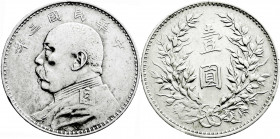 CHINA und Südostasien
China
Republik, 1912-1949
Dollar (Yuan) Jahr 3 = 1914. Präsident Yuan Shih-kai.
sehr schön/vorzüglich, Randfehler. Lin Gwo M...