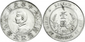 CHINA und Südostasien
China
Republik, 1912-1949
Dollar (Yuan) o.J., geprägt 1928. Birth of Republic. Präsident Sun Yat-Sen.
vorzüglich, Schrötling...