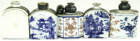 CHINA und Südostasien
China
Varia
5 chinesische Porzellan-Tee-Behälter des 19. Jh. Exportporzellan für den englischen Markt. Originaldeckel, bzw. -...