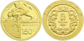 CHINA und Südostasien
China
Volksrepublik, seit 1949
150 Yuan GOLD 2008 Antiker Ringkampf. Olympische Spiele 2008 in Beijing. 10,36 g. 999er Gold....