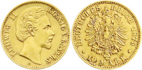 Reichsgoldmünzen
Bayern
Ludwig II., 1864-1886
10 Mark 1875 D. gutes sehr schön. Jaeger 196. 