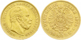 Reichsgoldmünzen
Preußen
Wilhelm I., 1861-1888
20 Mark 1876 A. fast vorzüglich. Jaeger 246. 