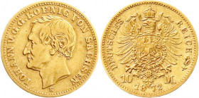 Reichsgoldmünzen
Sachsen
Johann, 1854-1873
10 Mark 1872 E. sehr schön. Jaeger 257. 