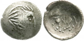 Kelten
Donaukelten
Drachme 1. Jh. v. Chr. Typ Sattelkopfpferd. 4,72 g. Stempelstellung 5 h.
fast sehr schön. Castelin 1319ff. 