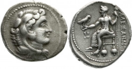 Altgriechische Münzen
Makedonia
Königreich
Tetradrachme, Salamis 332/331 v. Chr. Büste als Herakles im Löwenskalp r./thronender Zeus hält Adler, ei...