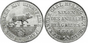 Altdeutsche Münzen und Medaillen
Anhalt-Bernburg
Alexander Carl, 1834-1863
Ausbeutetaler 1846 A. vorzüglich/Stempelglanz, min. berieben. Jaeger 66....