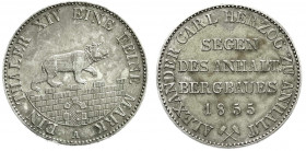 Altdeutsche Münzen und Medaillen
Anhalt-Bernburg
Alexander Carl, 1834-1863
Ausbeutetaler 1855 A. gutes vorzüglich, winz. Randfehler, schöne Patina....