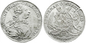 Altdeutsche Münzen und Medaillen
Baden-Durlach
Karl Friedrich, 1738-1806
Konventionstaler 1766 W, Durlach. Mit glattem Panzer.
vorzüglich, selten....