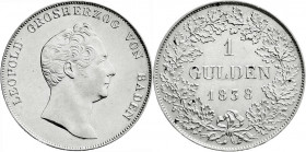 Altdeutsche Münzen und Medaillen
Baden-Durlach
Leopold, 1830-1852
Gulden 1838. vorzüglich/Stempelglanz. Jaeger 56. AKS 94. 