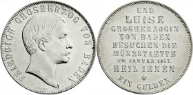 Altdeutsche Münzen und Medaillen
Baden-Durlach
Friedrich I., 1852-1907
Gulden 1857 auf den Münzbesuch.
vorzüglich/Stempelglanz, winz. Kratzer. Jae...
