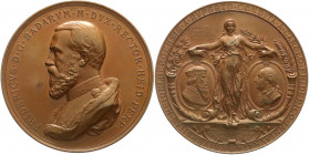 Altdeutsche Münzen und Medaillen
Baden-Durlach
Friedrich I., 1852-1907
Große, bronz. Kupfermedaille v. Götz u. Schwentzer 1886 a. d. 500 Jf. der Un...