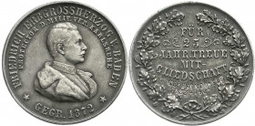 Altdeutsche Münzen und Medaillen
Baden-Durlach
Friedrich I., 1852-1907
Silbermedaille für 25-jährige Mitgliedschaft im Militärverein Karlsruhe o.J....