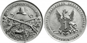 Altdeutsche Münzen und Medaillen
Baden-Mannheim, Stadt
Zinnmedaille 1863, auf das 1. Badische Landesschießen Mannheim.
vorzüglich, Randfehler. Slg....
