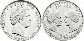 Altdeutsche Münzen und Medaillen
Bayern
Ludwig I., 1825-1848
Geschichtstaler 1826. Reichenbach/Fraunhofer.
gutes vorzüglich. Jaeger 32. Thun 51. A...