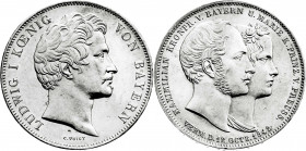 Altdeutsche Münzen und Medaillen
Bayern
Ludwig I., 1825-1848
Geschichtsdoppeltaler 1842. Maximilian u. Marie.
vorzüglich, stellenweise scharf gere...