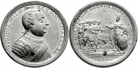 Altdeutsche Münzen und Medaillen
Brandenburg-Preußen
Friedrich Wilhelm I., 1713-1740
Zinnmedaille mit Kupferstift 1732 von P.P. Werner, a.d. Aufnah...