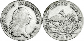 Altdeutsche Münzen und Medaillen
Brandenburg-Preußen
Friedrich II., 1740-1786
Reichstaler 1770 A, Berlin. schön. Olding 69d. v. Schrötter 456. Dave...