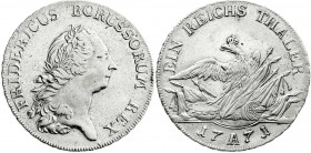 Altdeutsche Münzen und Medaillen
Brandenburg-Preußen
Friedrich II., 1740-1786
Reichstaler 1771 A, Berlin. vorzüglich, etwas gereinigt. Olding 69d. ...